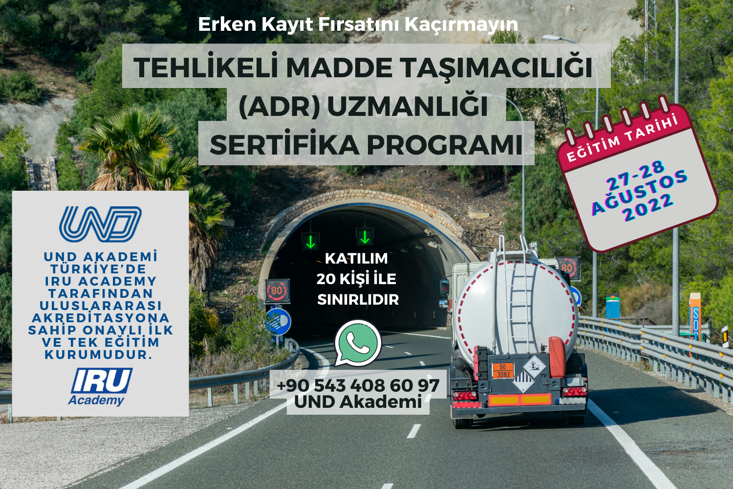 Tehlikeli Madde Taşımacılığı (ADR) Uzmanlığı Sertifika Programı 27-28 Ağustos 2022 Tarihinde Gerçekleştirilecek 