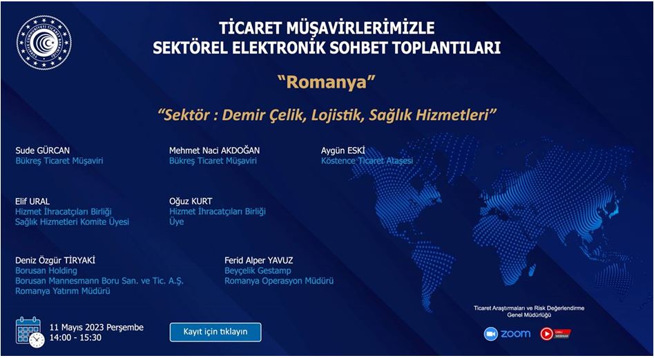 Ticaret Müşavirlerimizle Sektörel Elektronik Sohbetler-Romanya: Demir Çelik, Lojistik, Sağlık Hizmetleri