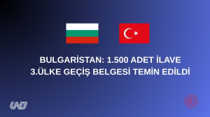 Bulgaristan: 1.500 Adet İlave 3.Ülke Geçiş Belgesi Temin Edildi
