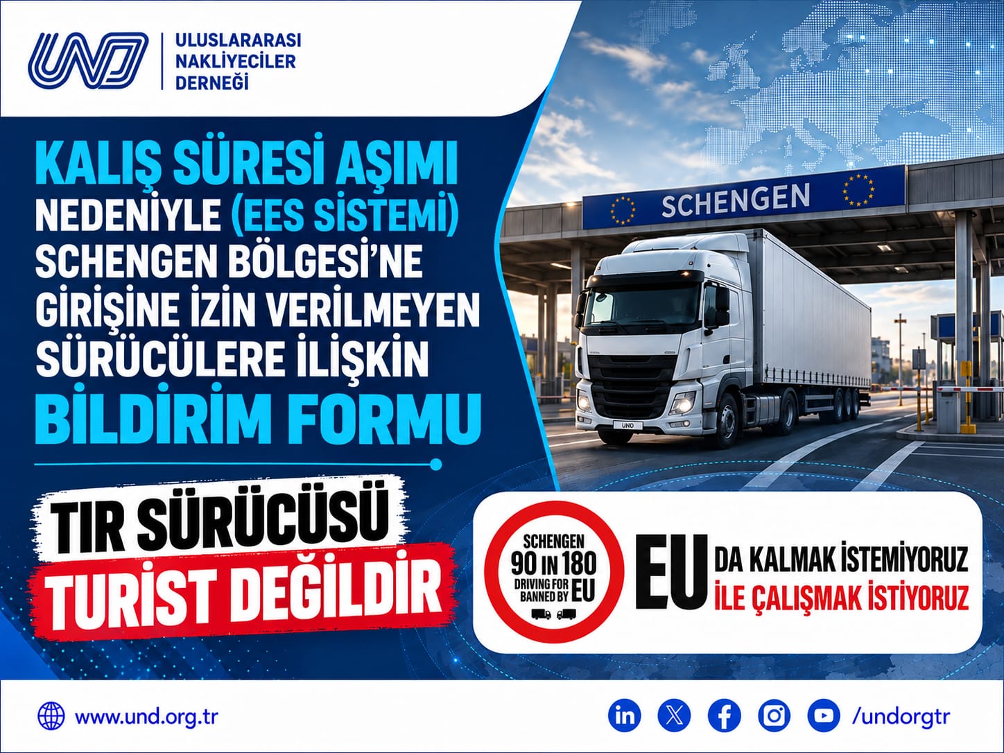 Kalış Süresi Aşımı Nedeniyle (EES Sistemi) Schengen Bölgesi'ne Girişine İzin Verilmeyen Sürücülere İlişkin Bildirim Formu